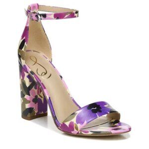 New Sam Edelman Leather Yaro Ankle Strap Heel in Ultra Violet Floral $120